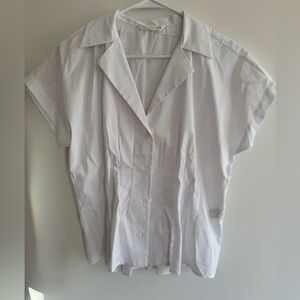 Zara 100% Cotton White Cotton Women's Button-Down Shirt